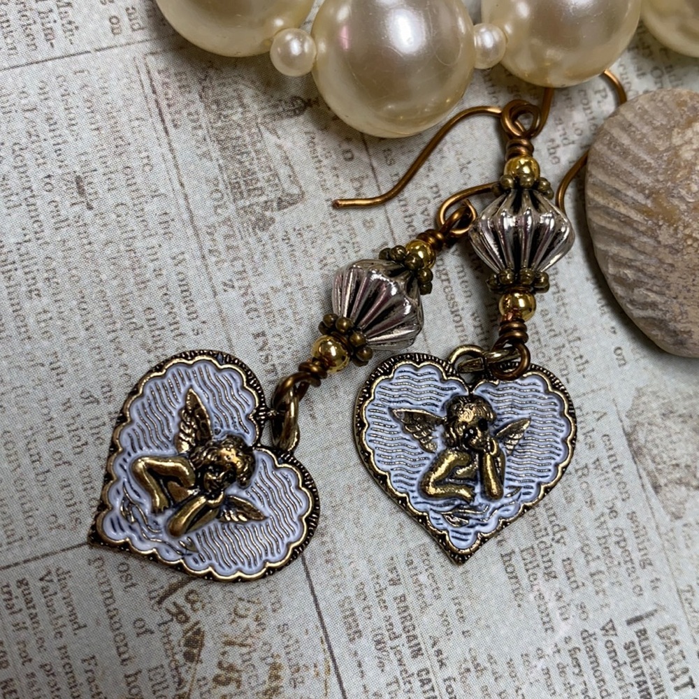 NEW Angel heart earrings silver gold copper NWOT - Picture 6 of 6